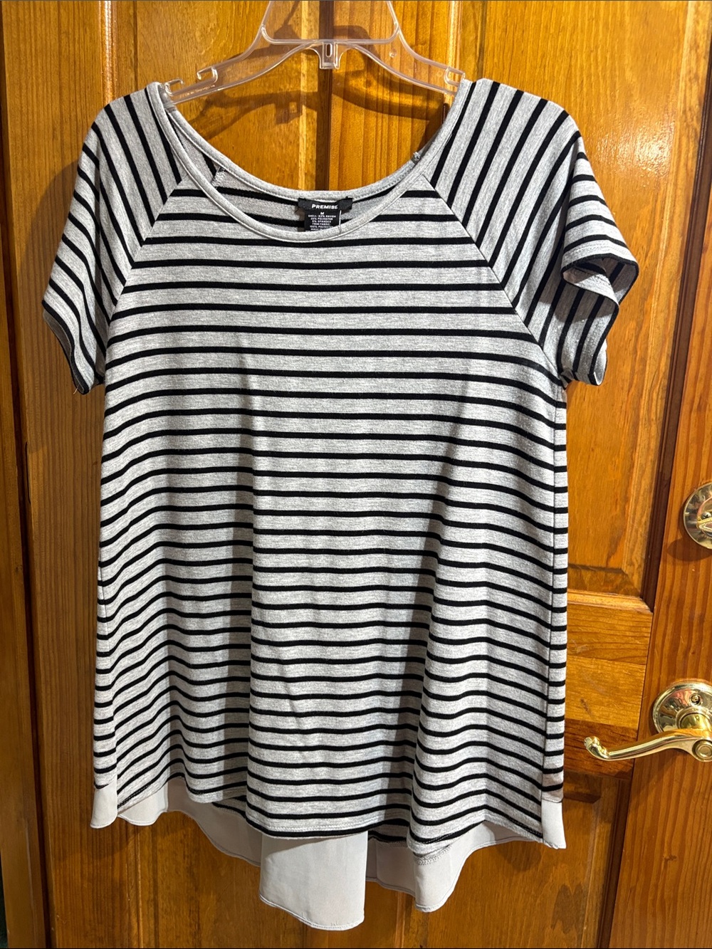 Premise Black and White Striped Short Sleeve Tunic